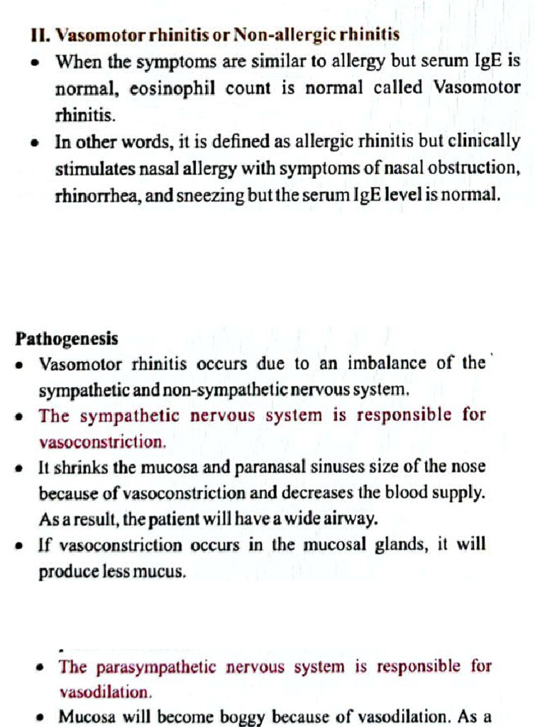 Vasomotor Rhinitis | PDF