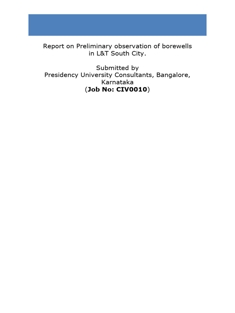 Borewell Assessment Report for L&T South City | PDF | Aquifer | Groundwater