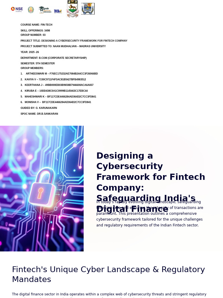 Designing A Cybersecurity Framework For Fintech Company 1 | PDF ...