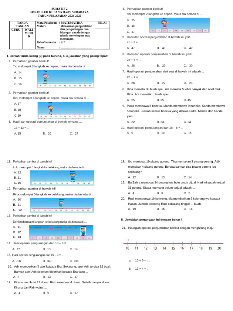 PH Matematika Penjumlahan Dan Pengurangan | PDF