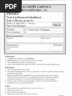 Y6/AS Physics Final Exam 11 - 12 Unit 1 - Answers