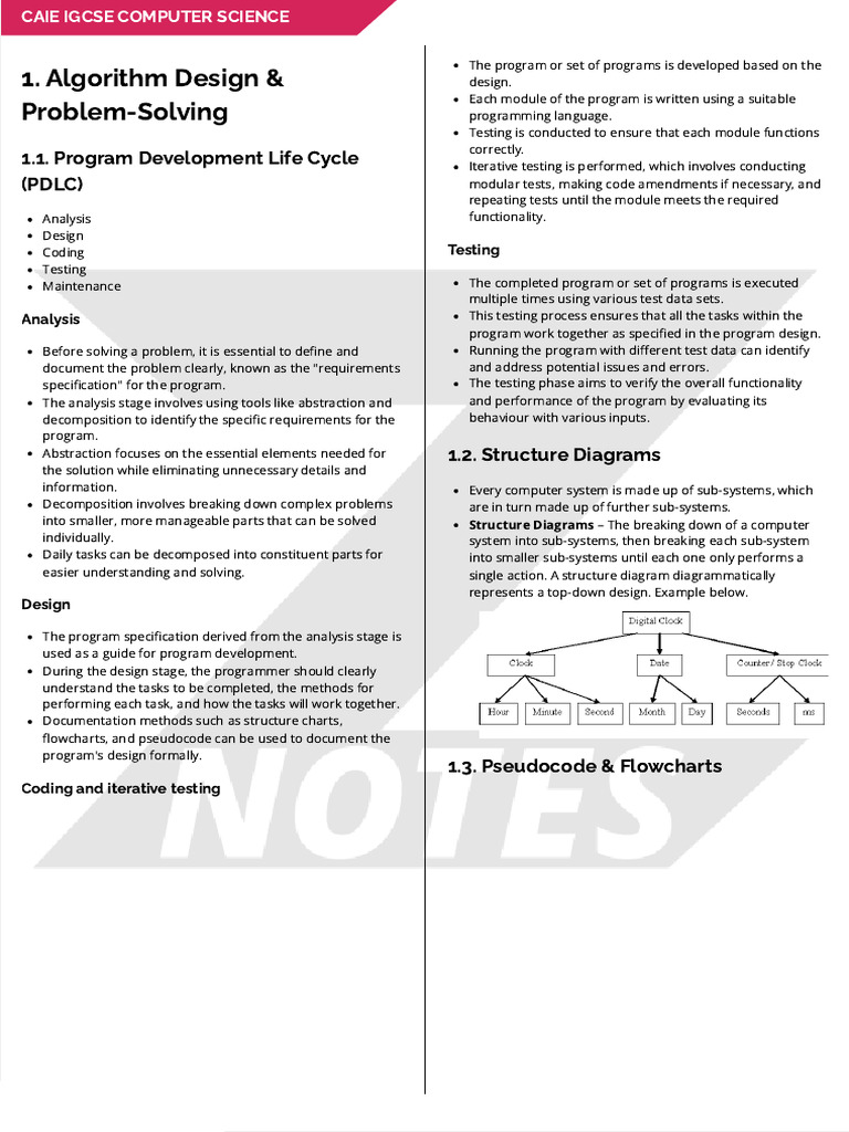 IGCSE Computer Science: Algorithms & Design | PDF | Computer Program ...
