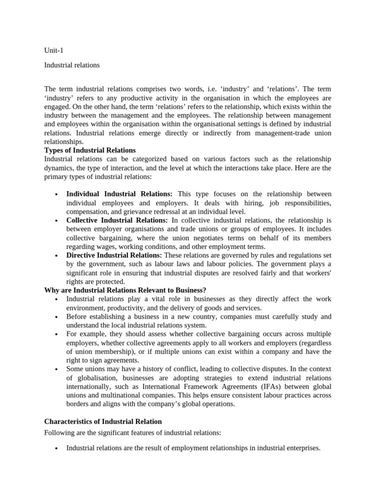 Understanding Industrial Relations Dynamics | PDF | Employment | Trade ...