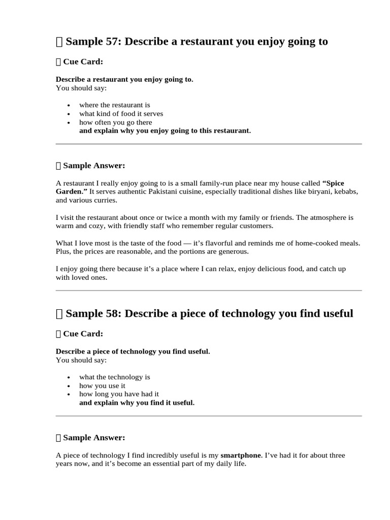 Enjoyable Restaurant and Hobbies Described | PDF | Hobbies | Food And Drink