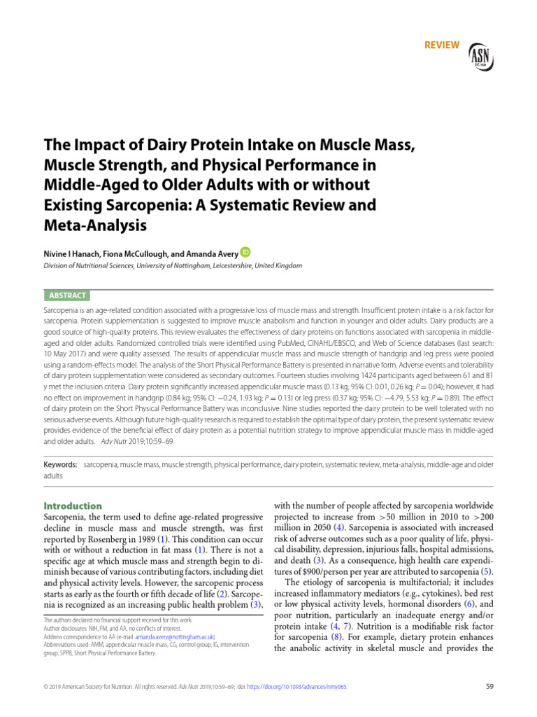 The Impact of Dairy Protein Intake On Muscle Mass | PDF | Dietary ...