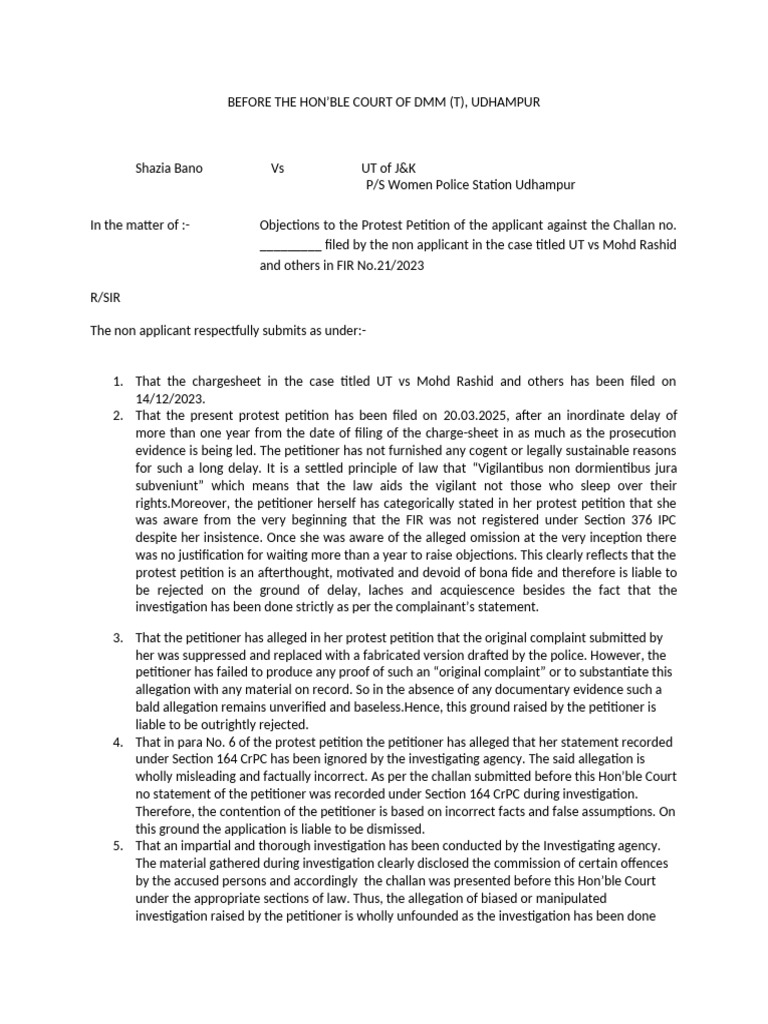 Protest Petition Shazia | PDF | Criminal Law | Public Law