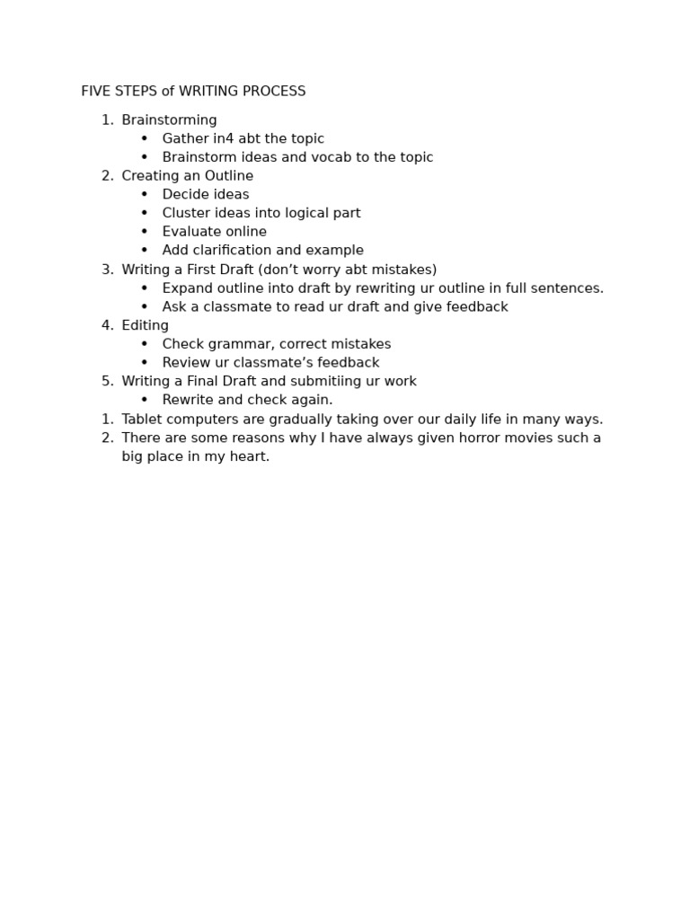 Five Steps of Writing Process | PDF