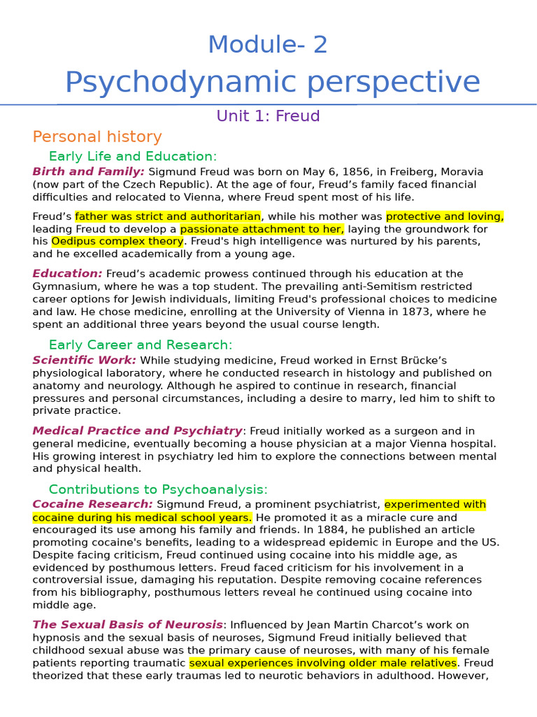Freud's Life and Psychoanalytic Theories | PDF | Sigmund Freud ...