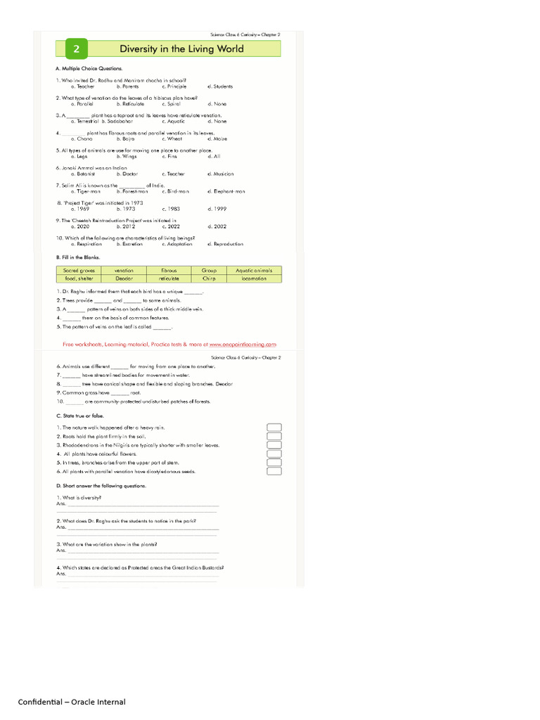 Class 6 Science Chapter 2 Diversity in The Living World | PDF