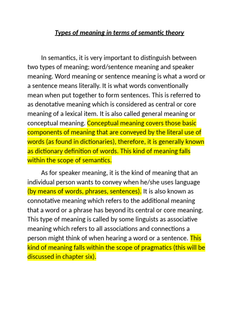 Types of Meaning in Semantic Theory | PDF | Semantics | Idiom