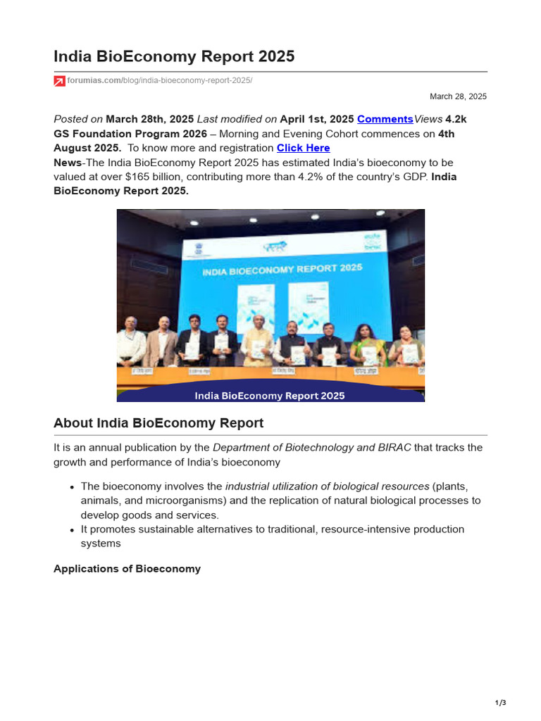 India BioEconomy Report 2025 | PDF | Biotechnology | Sustainable ...