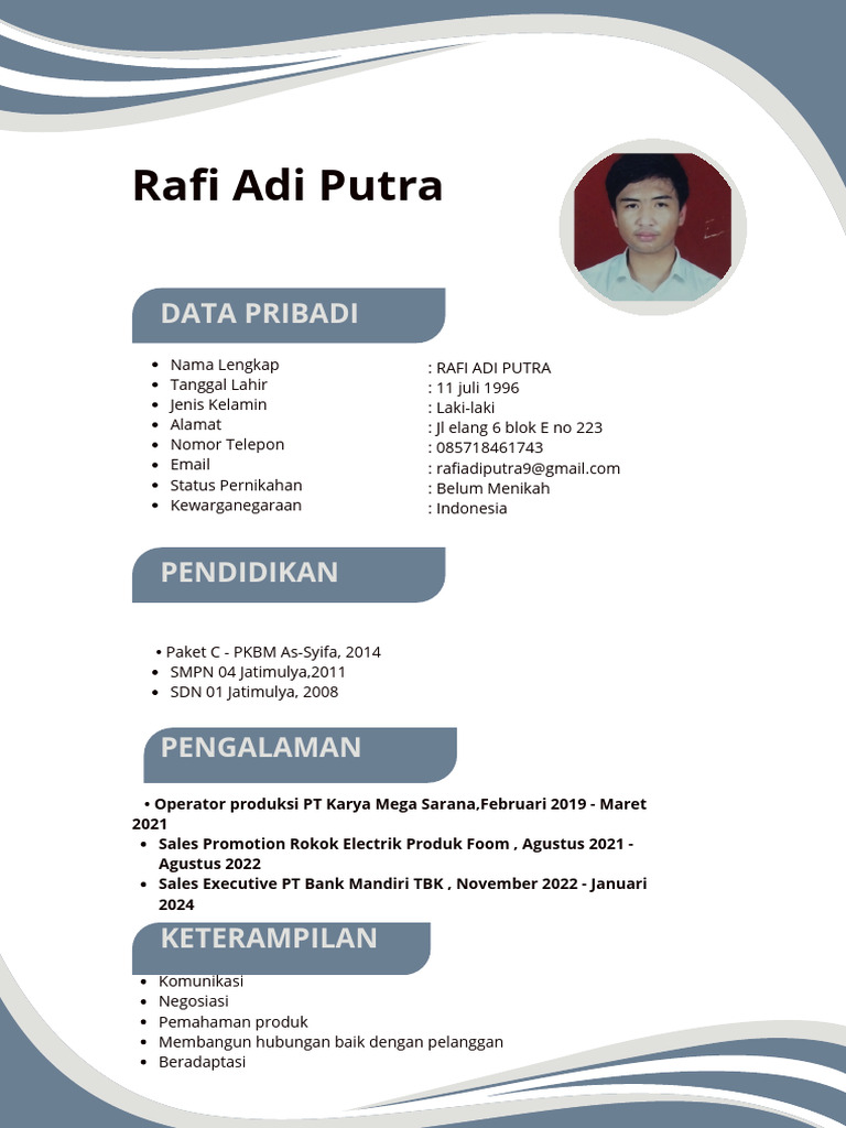 Profil Rafi Adi Putra: Pengalaman & Keterampilan | PDF