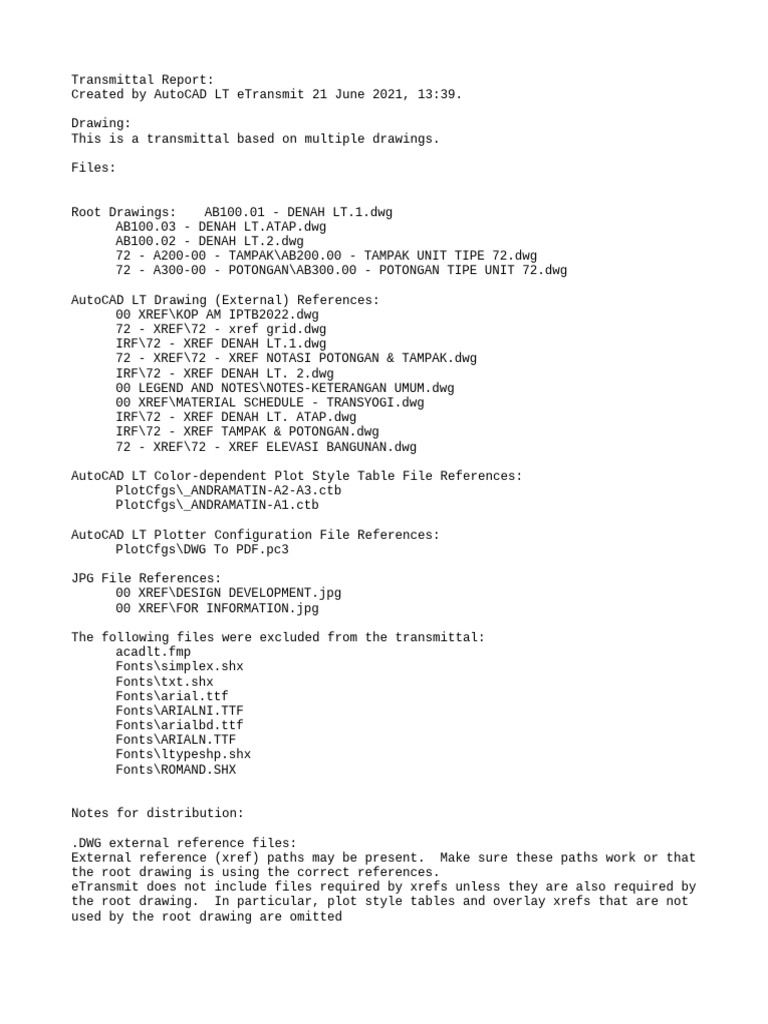 AutoCAD LT Transmittal Report Summary | PDF | Auto Cad | Computer Aided ...