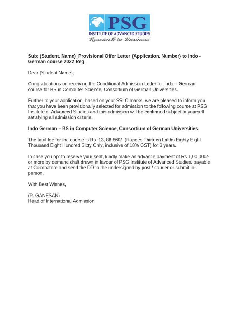 Ad Hoc Admission Letters | PDF