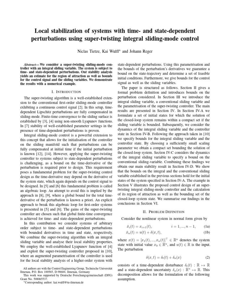 Super-Twisting Control for Stabilization | PDF | Control Theory ...
