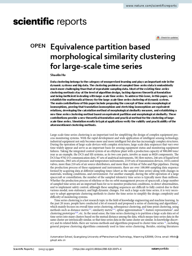 2023 - Equivalence Partition Based Morphological Similarity Clustering ...