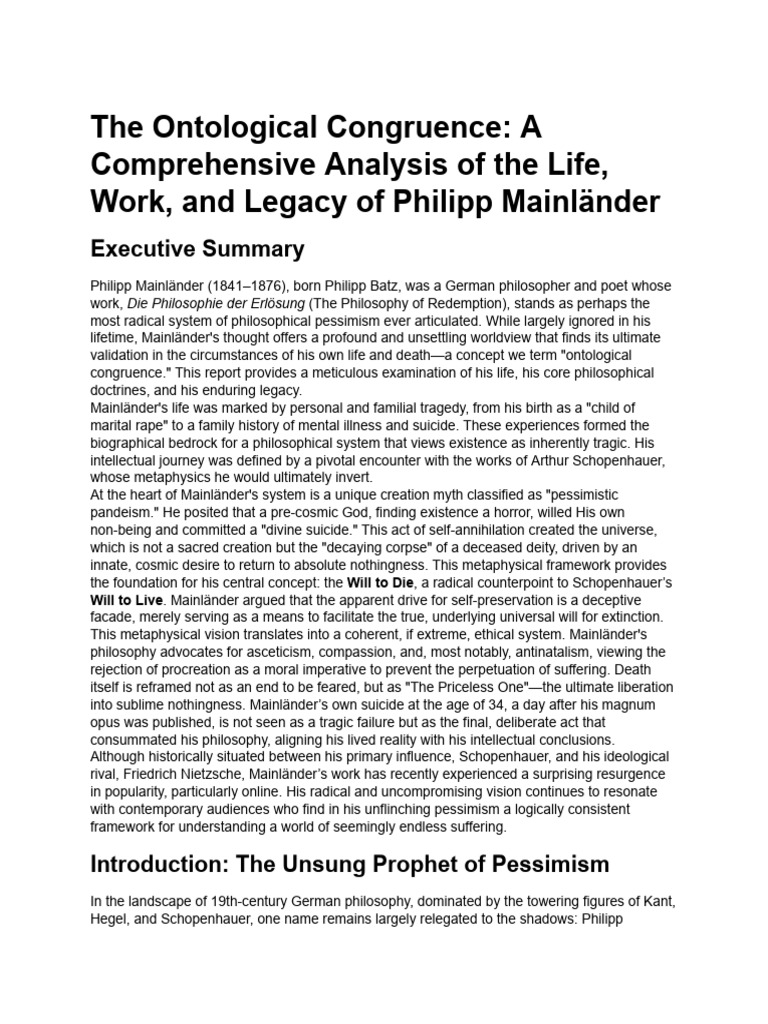 Philipp Mainländer: Pessimism Unveiled | PDF | Nihilism | Arthur ...