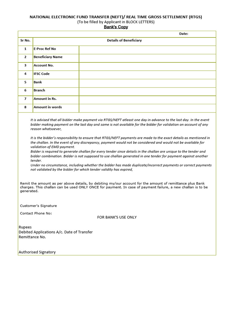 EMD Payment Instructions for Bidders | PDF | Money | Banking Technology