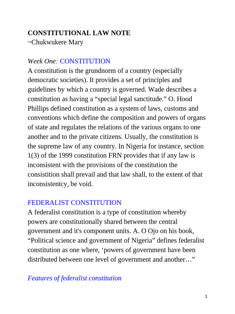 Constitutional Law Overview | PDF | Separation Of Powers | Rule Of Law