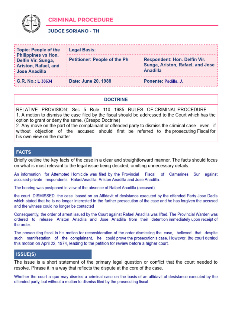 Criminal Procedure Case Summaries | PDF | Criminal Procedure In South ...