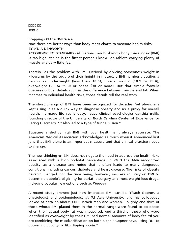 Rethinking BMI for Health Assessment | PDF | Body Mass Index | Obesity