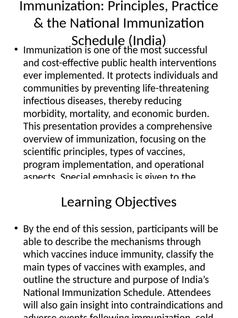 Immunization Principles & Schedule India | PDF | Vaccines | Public Health