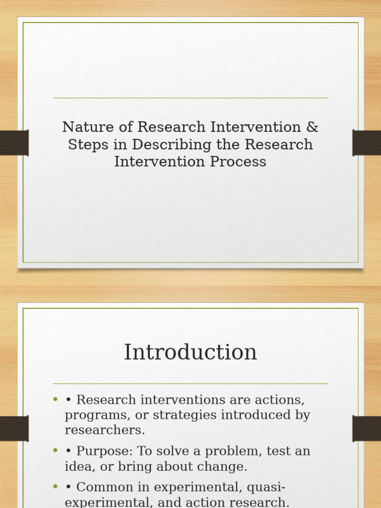 Nature of Research Intervention | PDF
