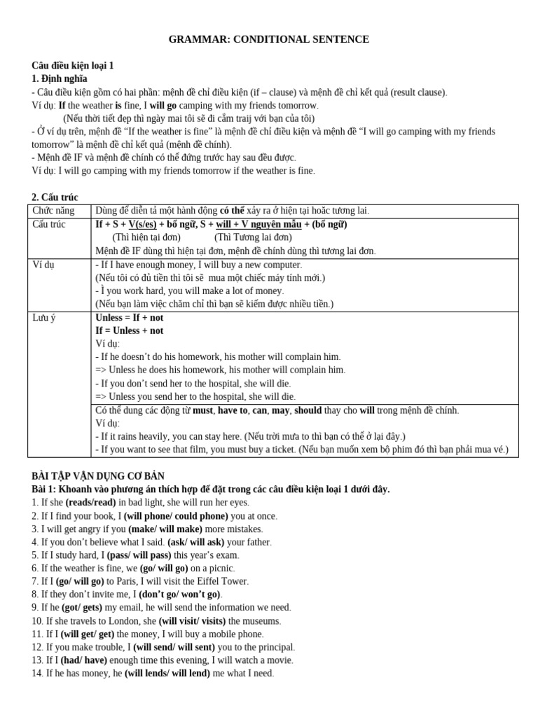 Understanding Type 1 Conditional Sentences | PDF