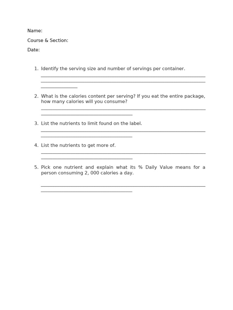 Nutrition Label Analysis Guide | PDF