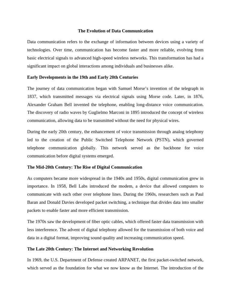 History of Data Communication Evolution | PDF | Telecommunications ...