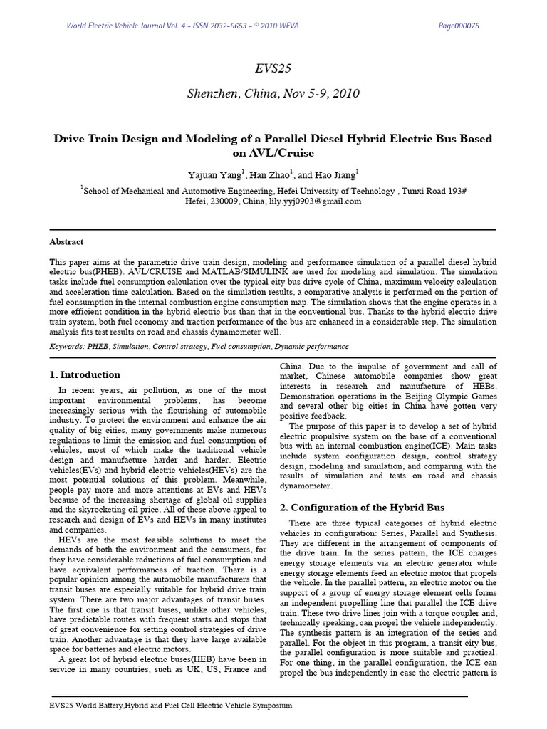Diesel Hybrid Bus Design and Simulation | PDF | Hybrid Vehicle ...