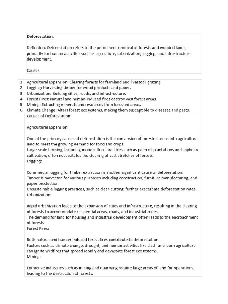 Causes and Effects of Deforestation | PDF | Deforestation | Water ...