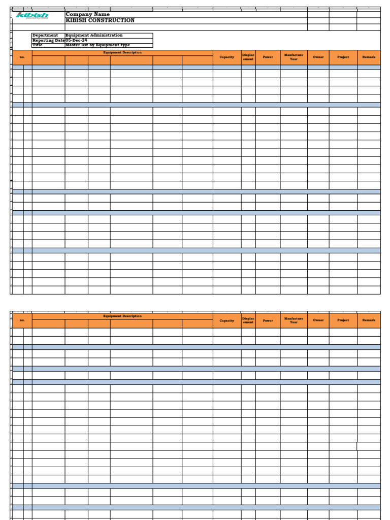Equipment Master List by Type | PDF | Loader (Equipment) | Pickup Truck