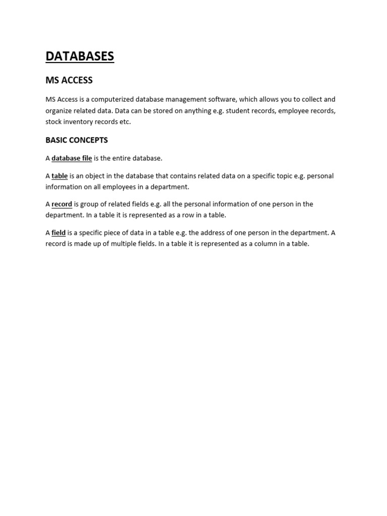 MS Access Database Management Basics | PDF