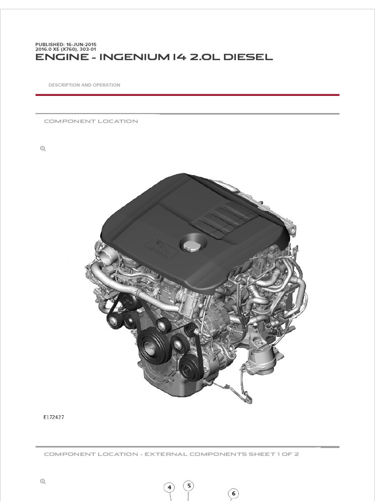 Ingenium I4 2.0L Diesel Engine Overview | PDF | Piston | Pump