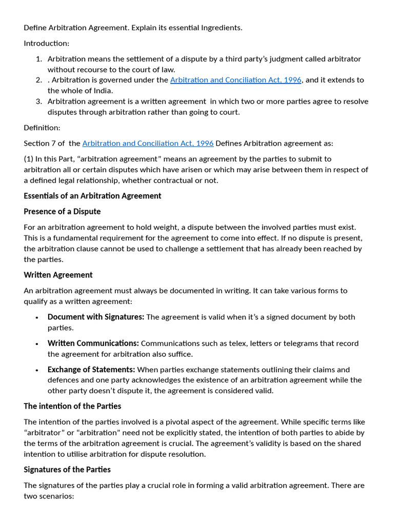Understanding Arbitration Agreements Essentials | PDF | Arbitration ...