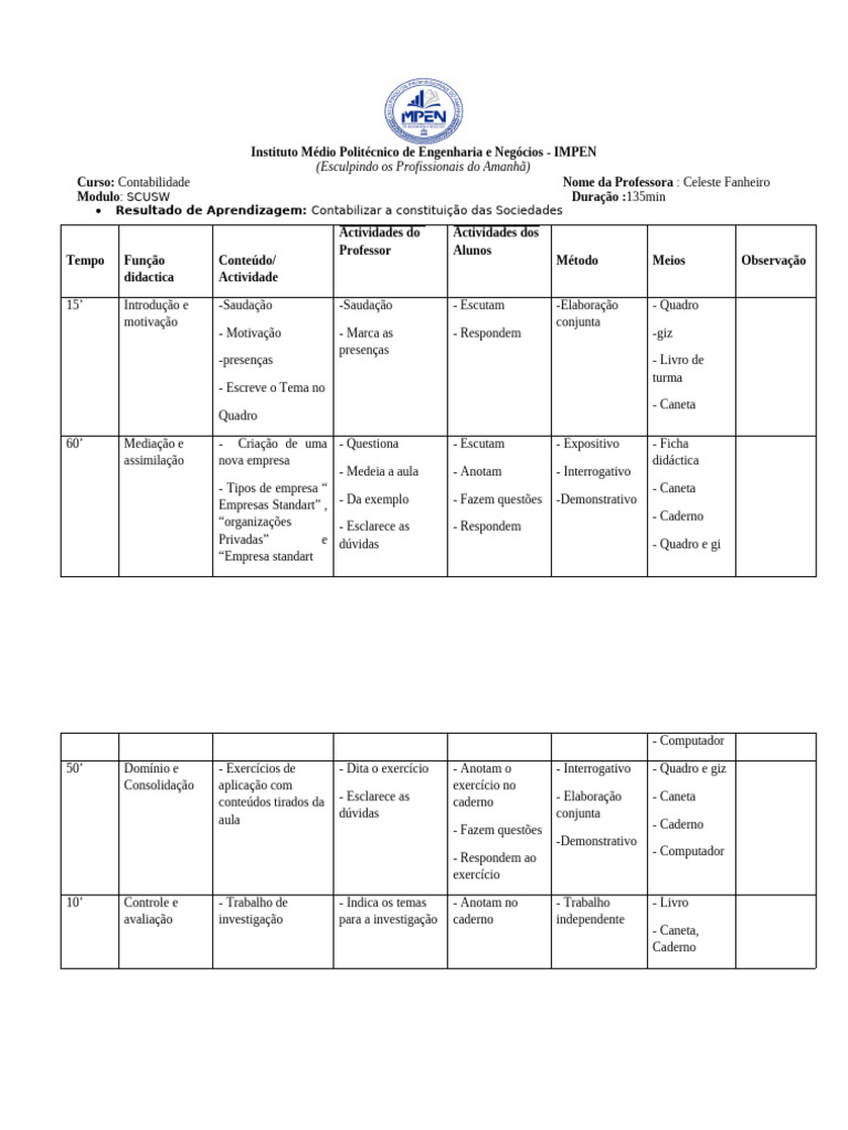 Curso de Contabilidade no IMPEN | PDF | Lição