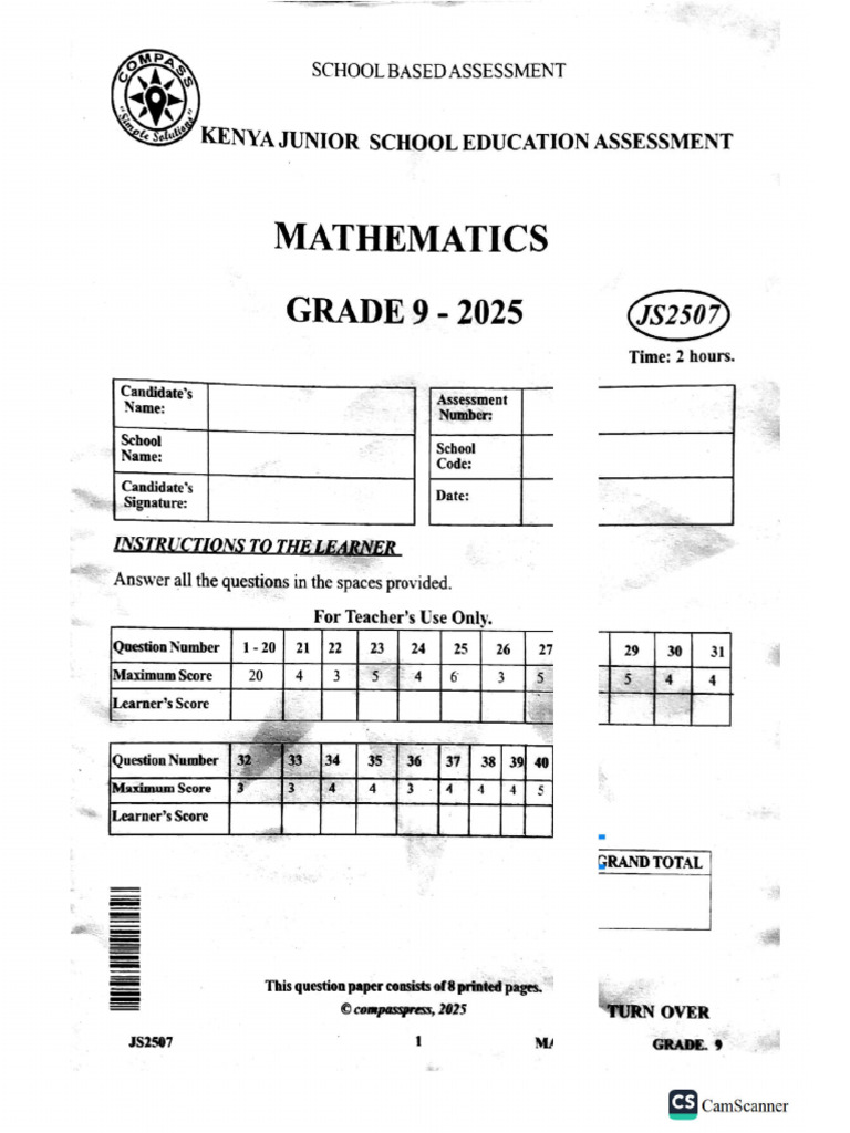 g9 Compass 007 Maths | PDF