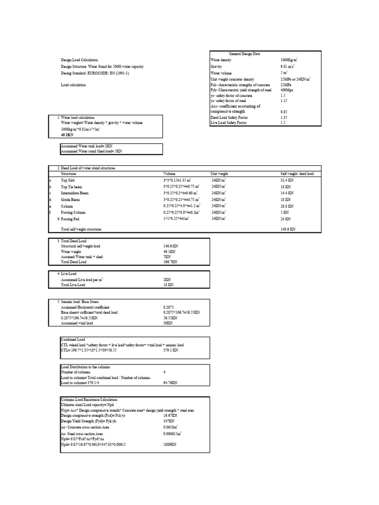 5000L Water Tank Stand Load Design | PDF | Strength Of Materials ...