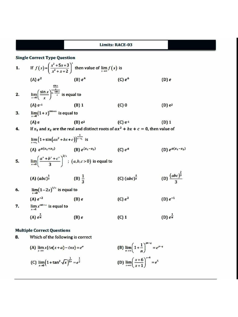 Limits 1 Power Race | PDF