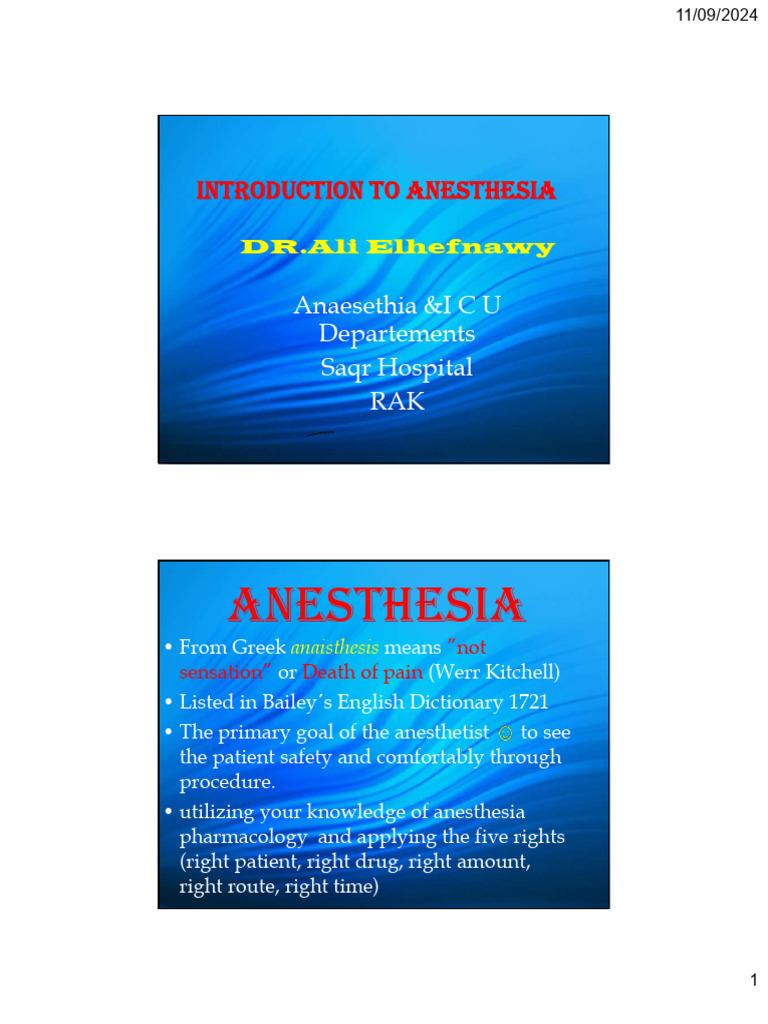 Anesthesia Overview and Guidelines | PDF | Anesthesia | Analgesic