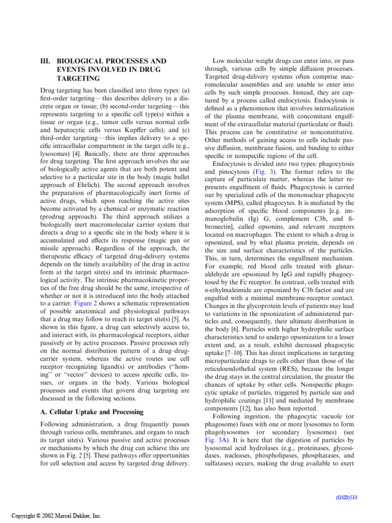 Events and Biological Process in Drug Targeting | PDF