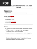 HIV 1 AND 2 ANTIBODIES Test Report Format Example Sample Template ...