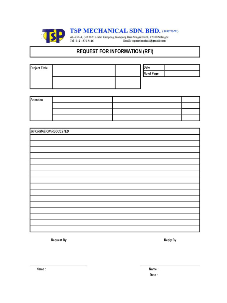 RFI Template for Project Information | PDF