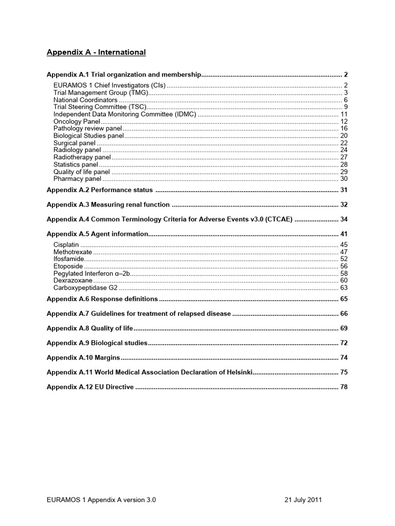 02 - EURAMOS1 Treatment Guideline Appendix A | PDF | Pathology | Medicine