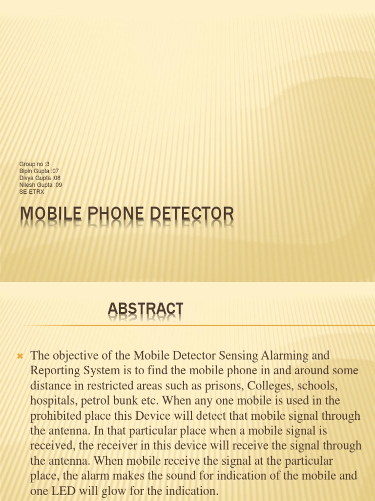 Mobile Phone Detection System Design | PDF | Detector (Radio ...