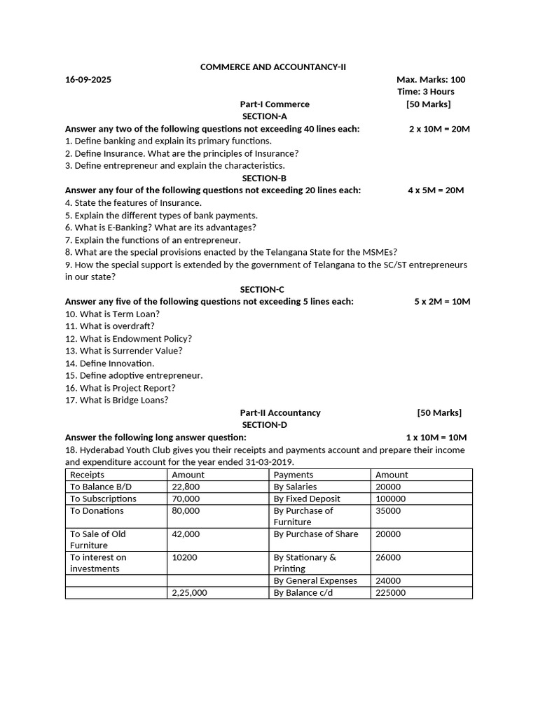 Commerce and Accountancy Exam Guide | PDF | Expense | Financial Services