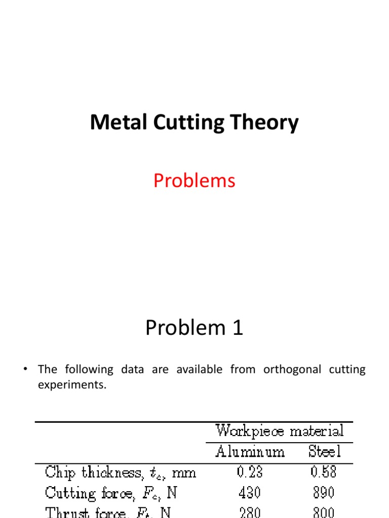 Metal Cutting Theory - Problem | PDF