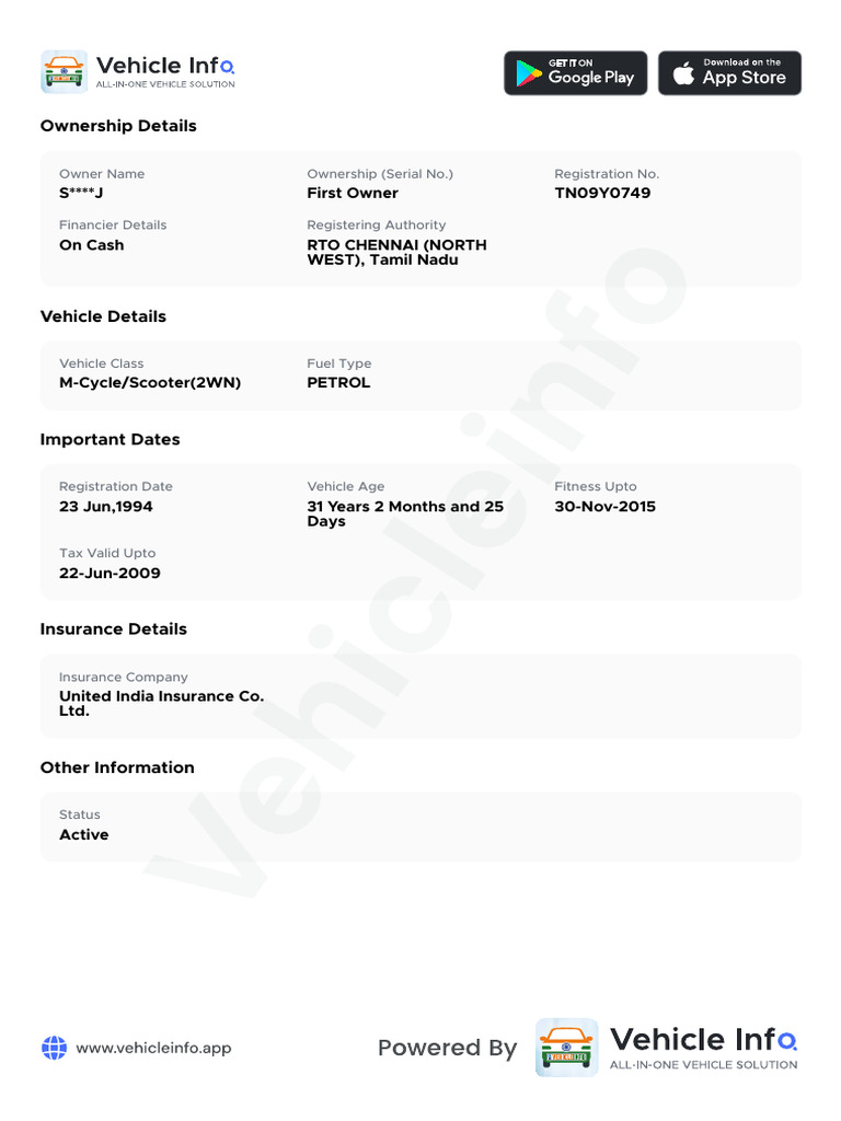 Vehicle Ownership and Details Report | PDF