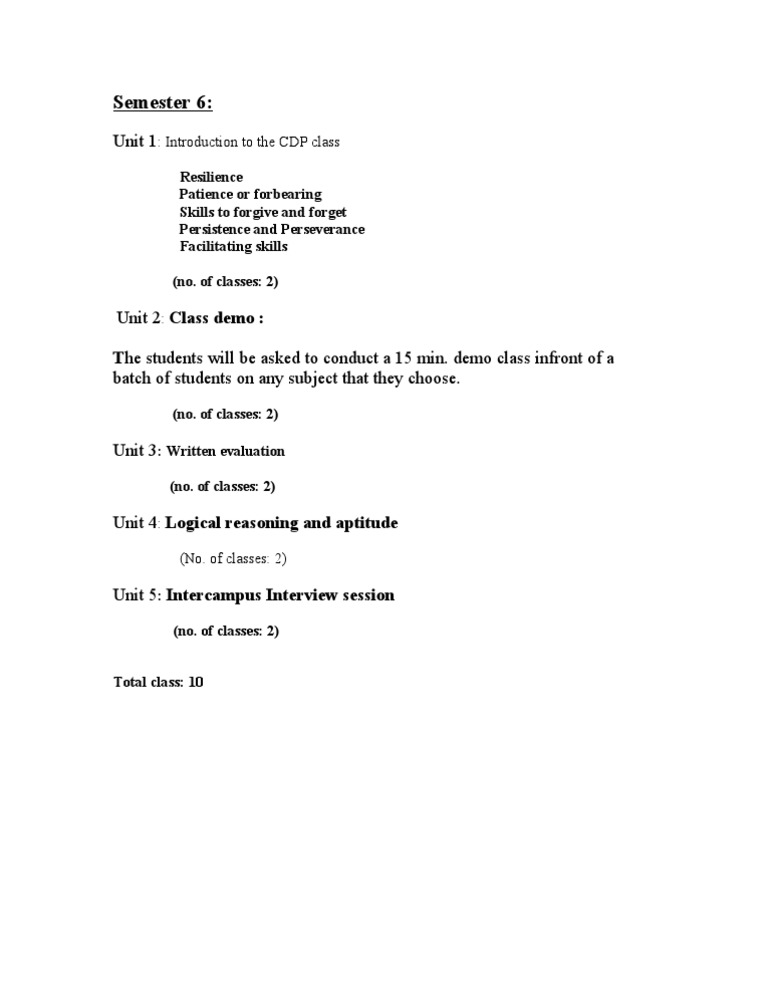 Semester 6 CDP Class Overview | PDF | Career & Growth